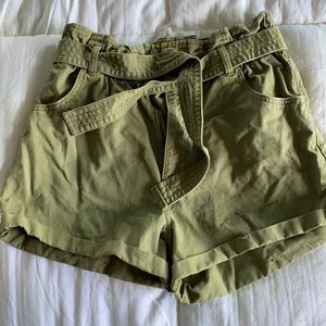 Abercrombie and Fitch army green paperbag shorts